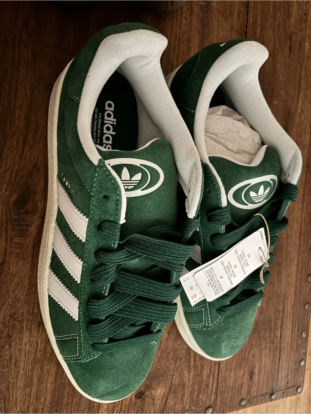 adidas Green Suede Sneakers with White Details Campus shoe wide lace sz 11 mens